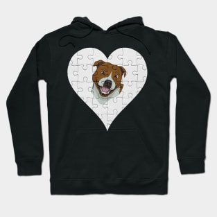 Staffordshire Bull Terrier Heart Jigsaw Pieces Design - Gift for Staffordshire Bull Terrier Lovers Hoodie